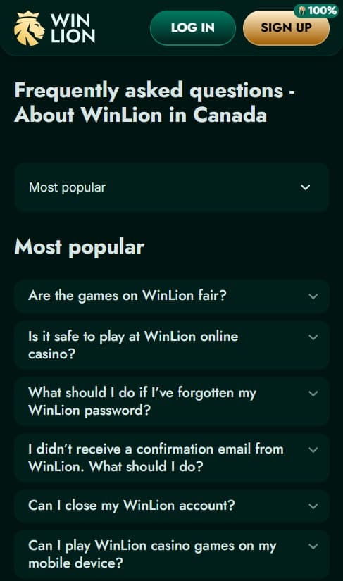 WinLion faq key info