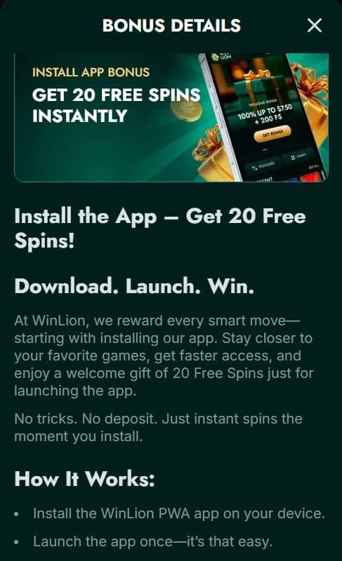 WinLion install app