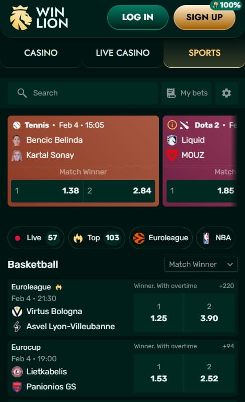 WinLion online sports betting platform