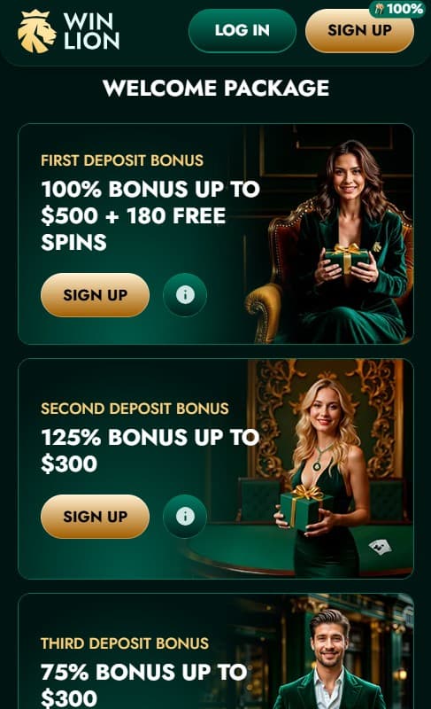 WinLion welcome bonus